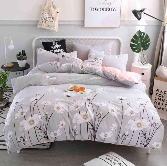 3D Gray White Flower 7012 Bed Pillowcases Quilt