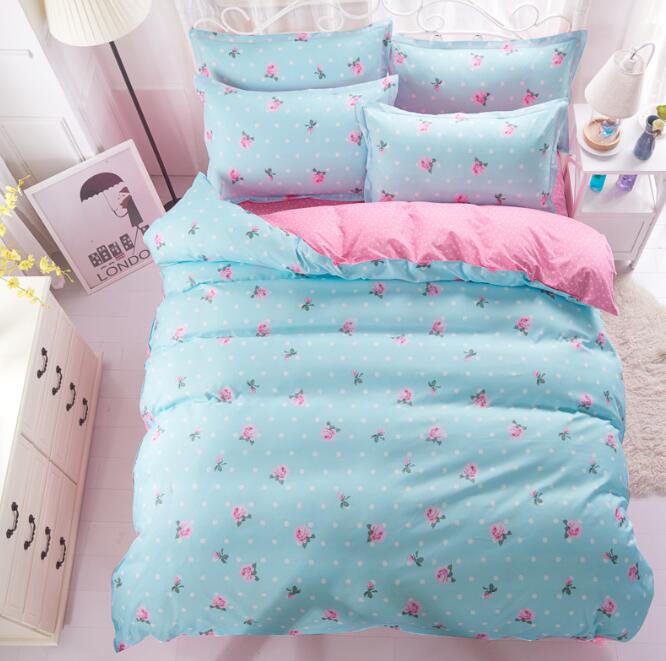 3D Blue Little Pink Flower 8135 Bed Pillowcases Quilt