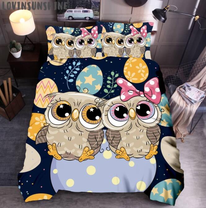 3D Cartoon Cute Owl 8159 Bed Pillowcases Quilt