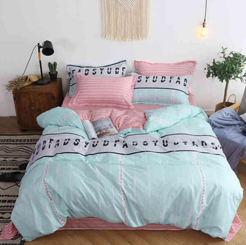 3D Light Green Letter 8117 Bed Pillowcases Quilt