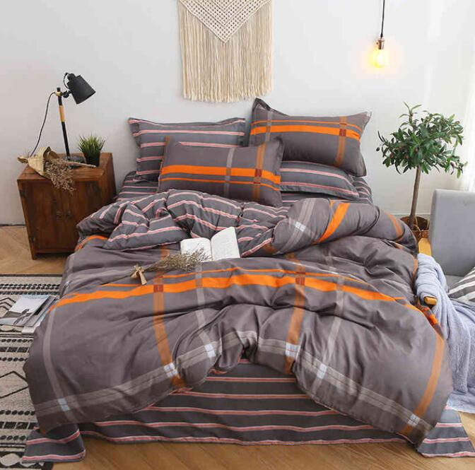 3D Dark Gray Bottom Orange Stripes 8100 Bed Pillowcases Quilt