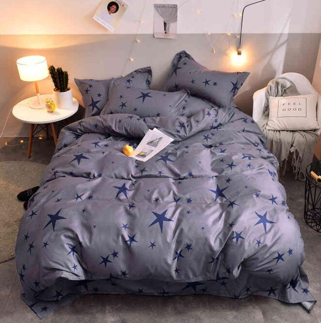 3D Black Stars On Gray 8102 Bed Pillowcases Quilt