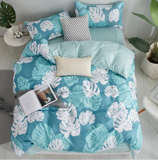 3D White Green Leaves 8168 Bed Pillowcases Quilt
