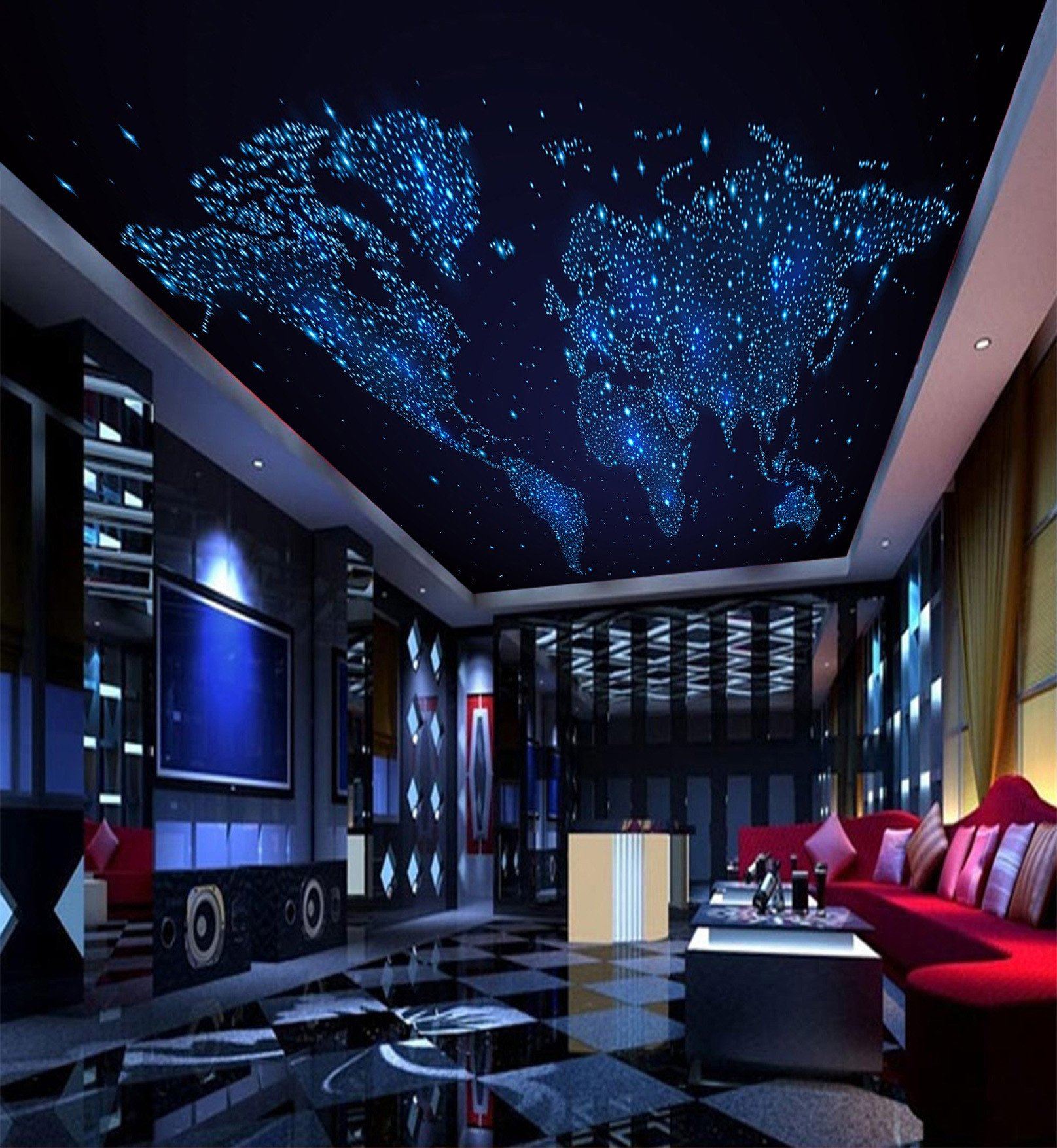 3D Shining World Map Wall mural Wallpaper AJ Wallpaper 