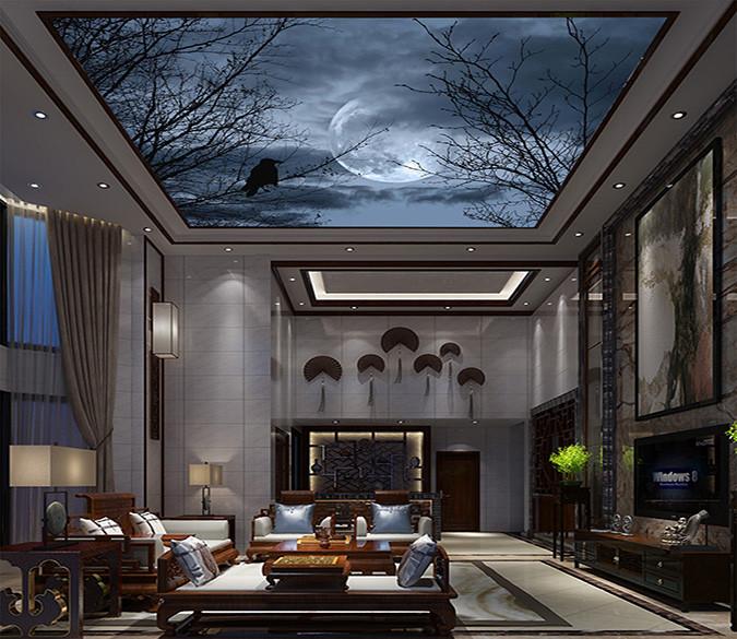 Full Moon Bare Trees Bird Wallpaper AJ Wallpaper 