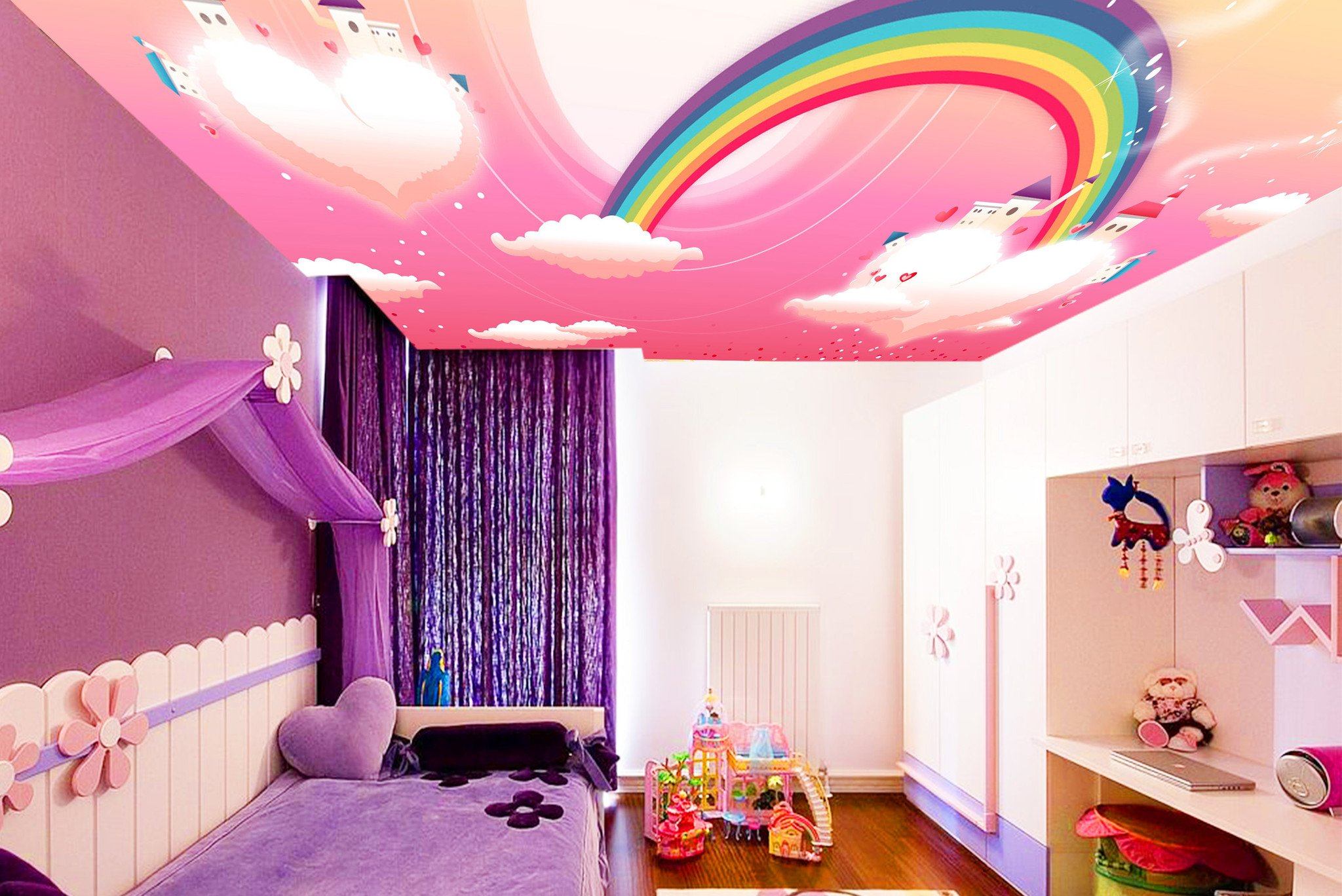 Rainbow Clouds Houses Wallpaper AJ Wallpaper 