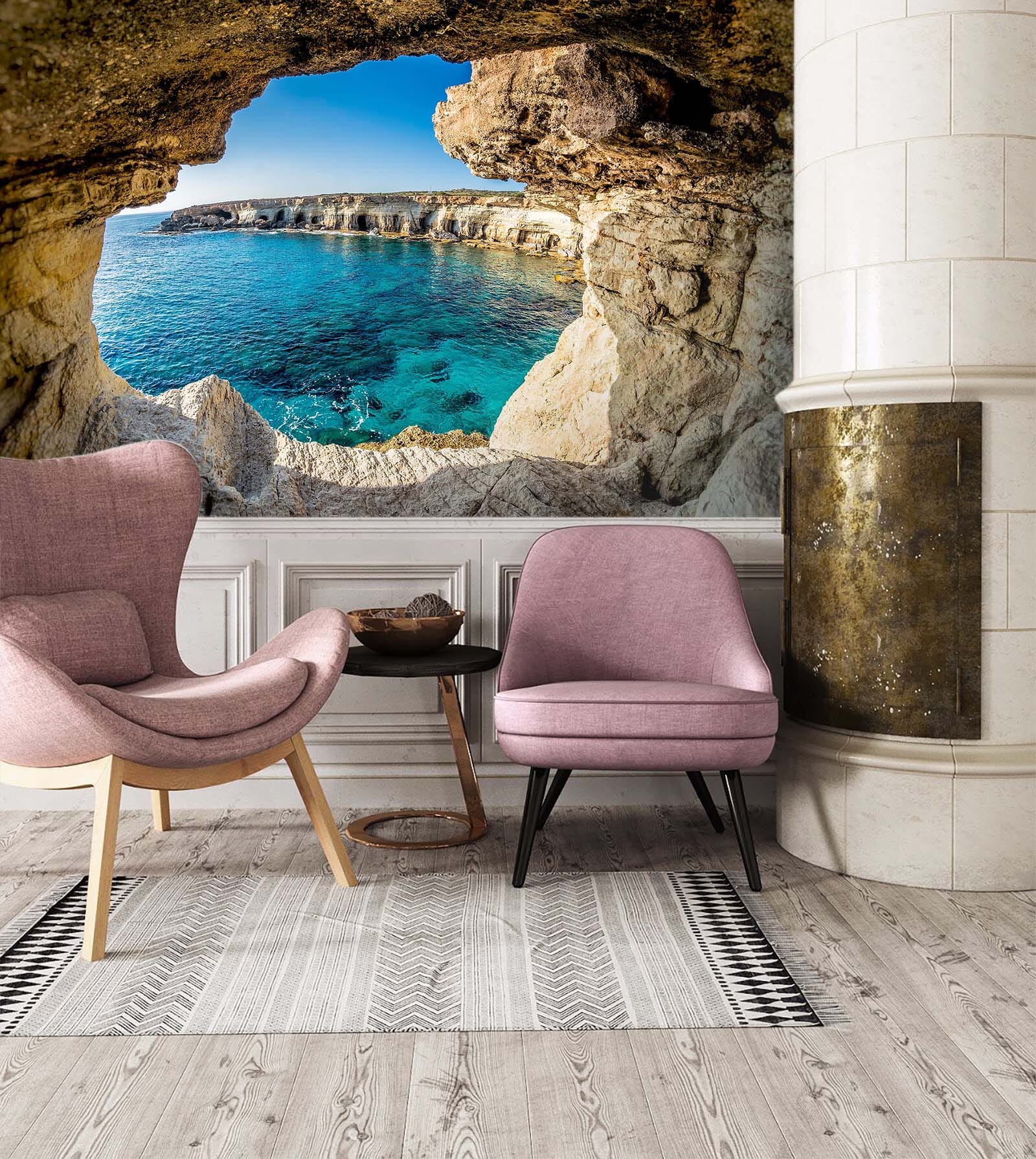 3D Stone Cave Sea 25 Wall Murals Wallpaper AJ Wallpaper 2 