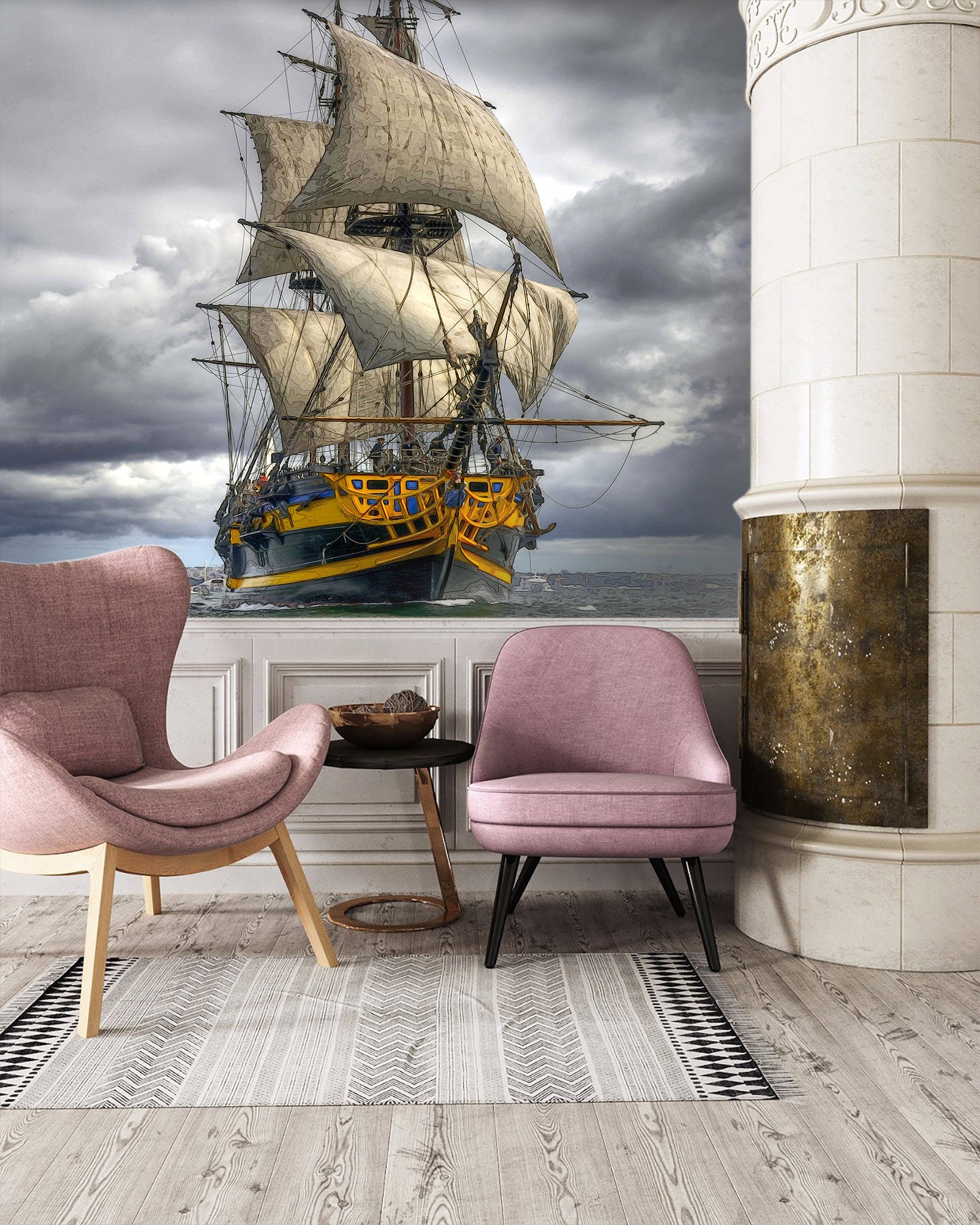 3D Dark Clouds Sailboat 9184 Alius Herb Wall Mural Wall Murals