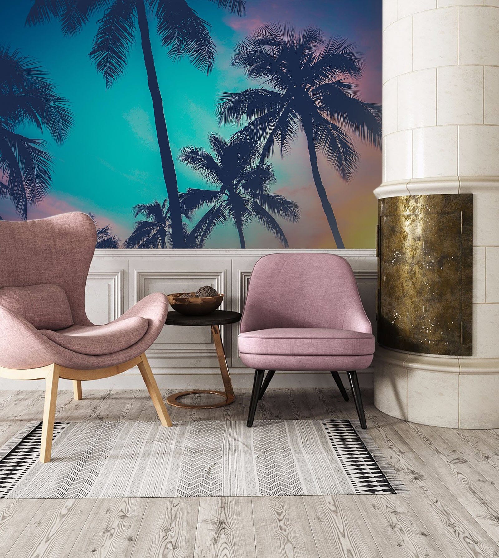 3D Dusk Coconut Tree 19 Wall Murals Wallpaper AJ Wallpaper 2 