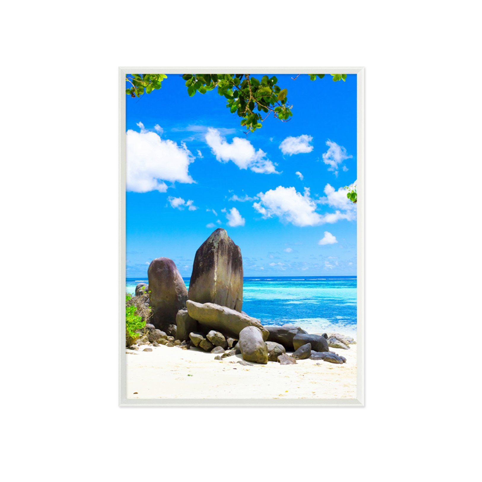 3D Seaside Stones 126 Fake Framed Print Painting Wallpaper AJ Creativity Home 