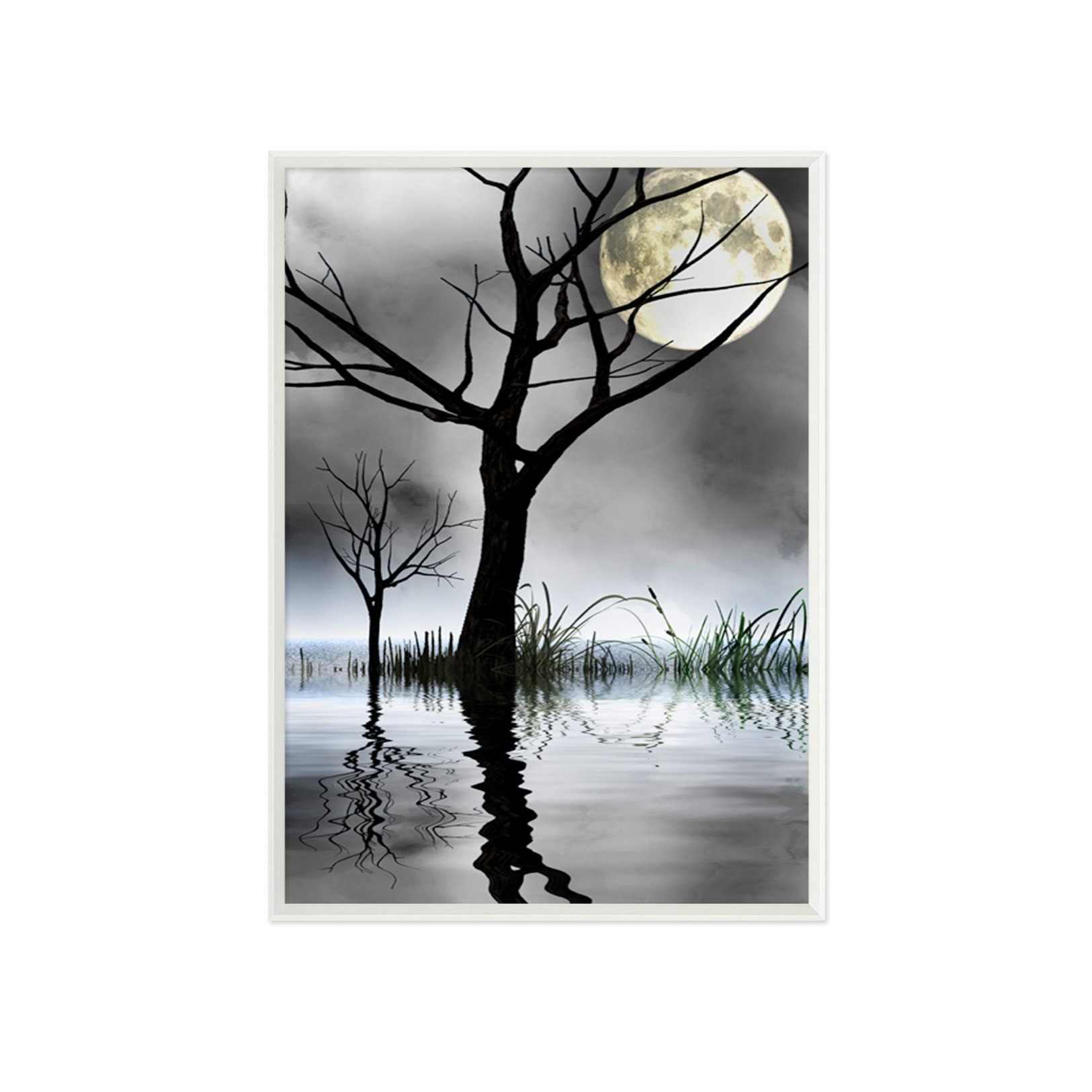 3D Moon Shadow 110 Fake Framed Print Painting Wallpaper AJ Creativity Home 