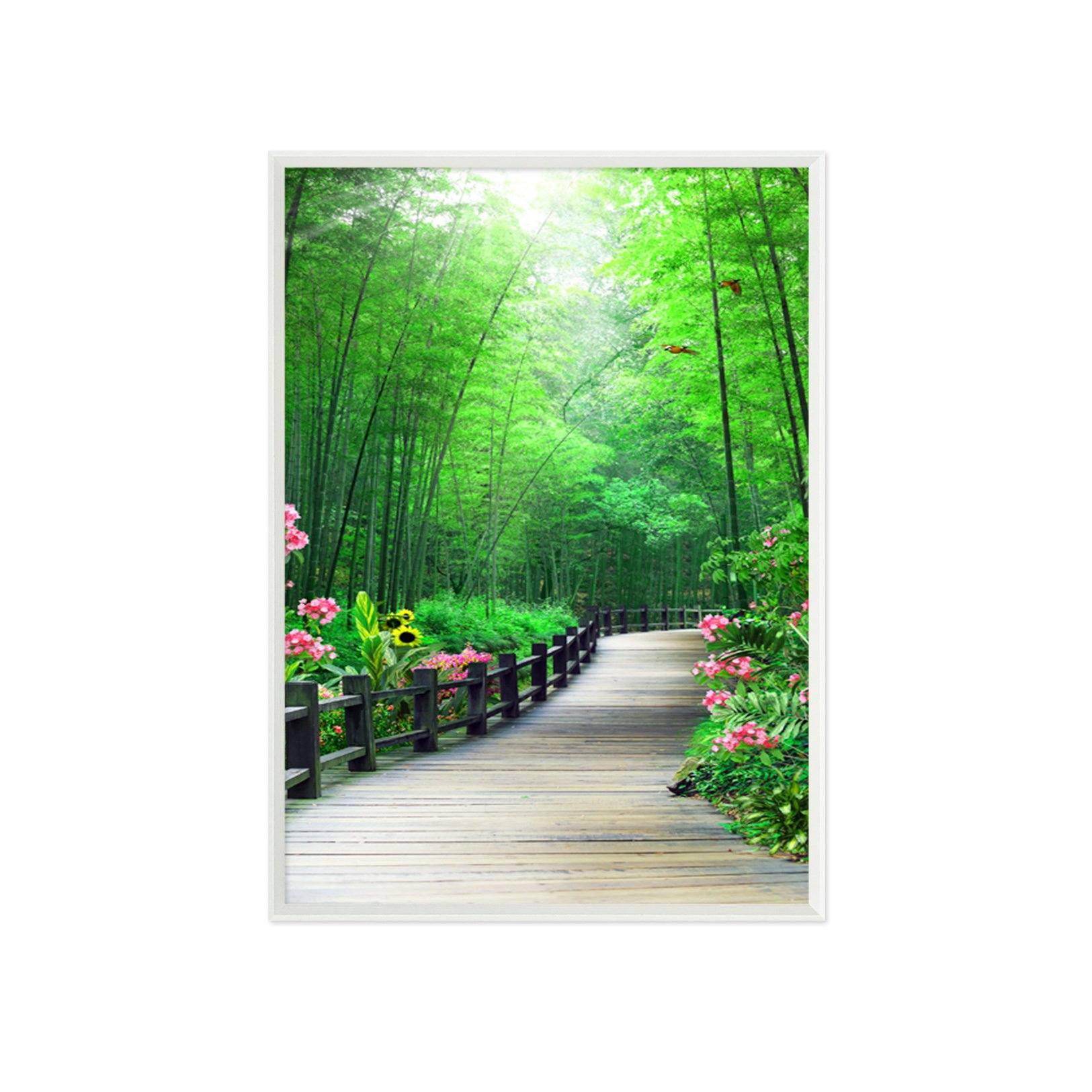 3D Pathway Bamboo Forest 067 Fake Framed Print Painting Wallpaper AJ Creativity Home 