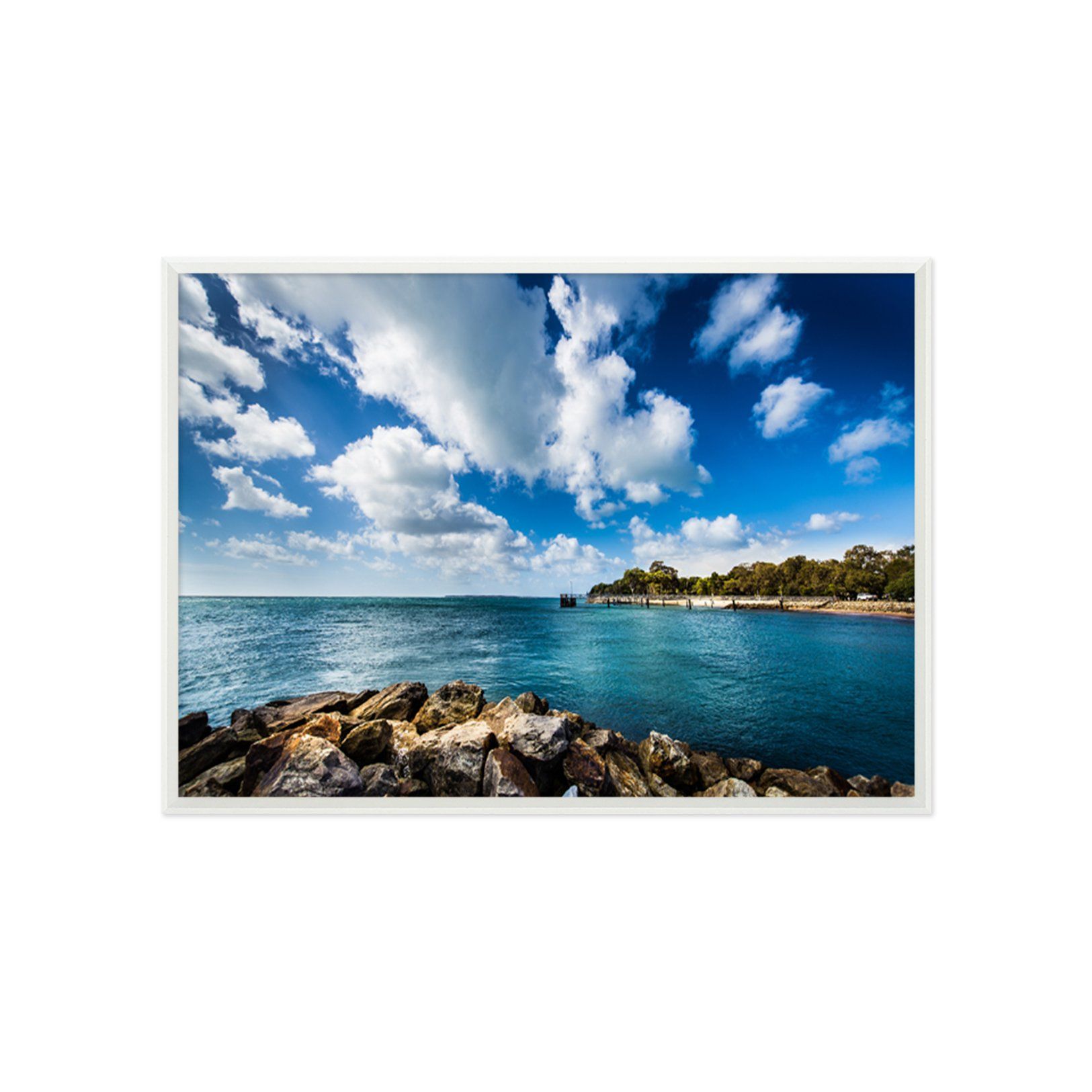 3D Beautiful Sea 002 Fake Framed Print Painting Wallpaper AJ Creativity Home 