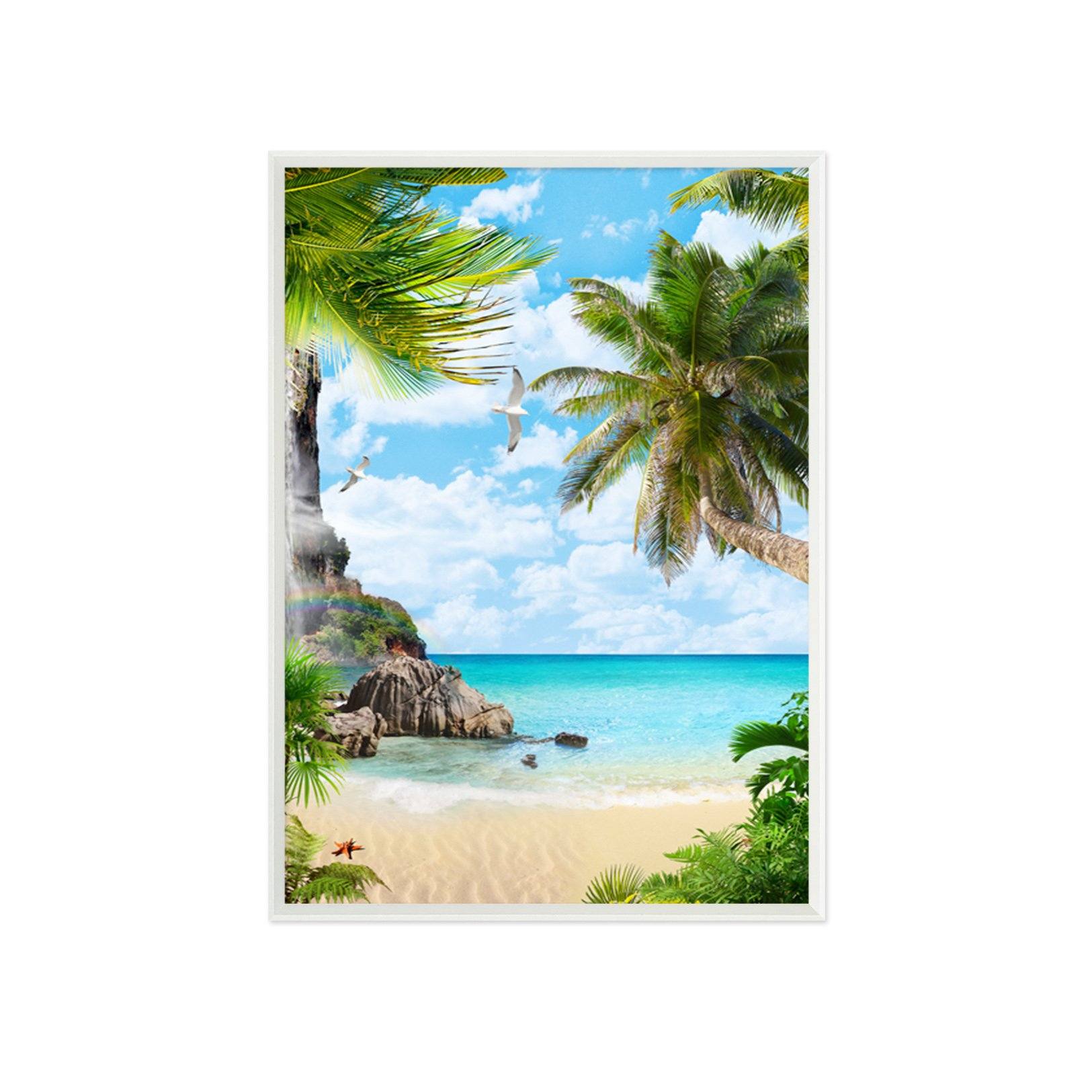3D Coconut Beach 043 Fake Framed Print Painting Wallpaper AJ Creativity Home 