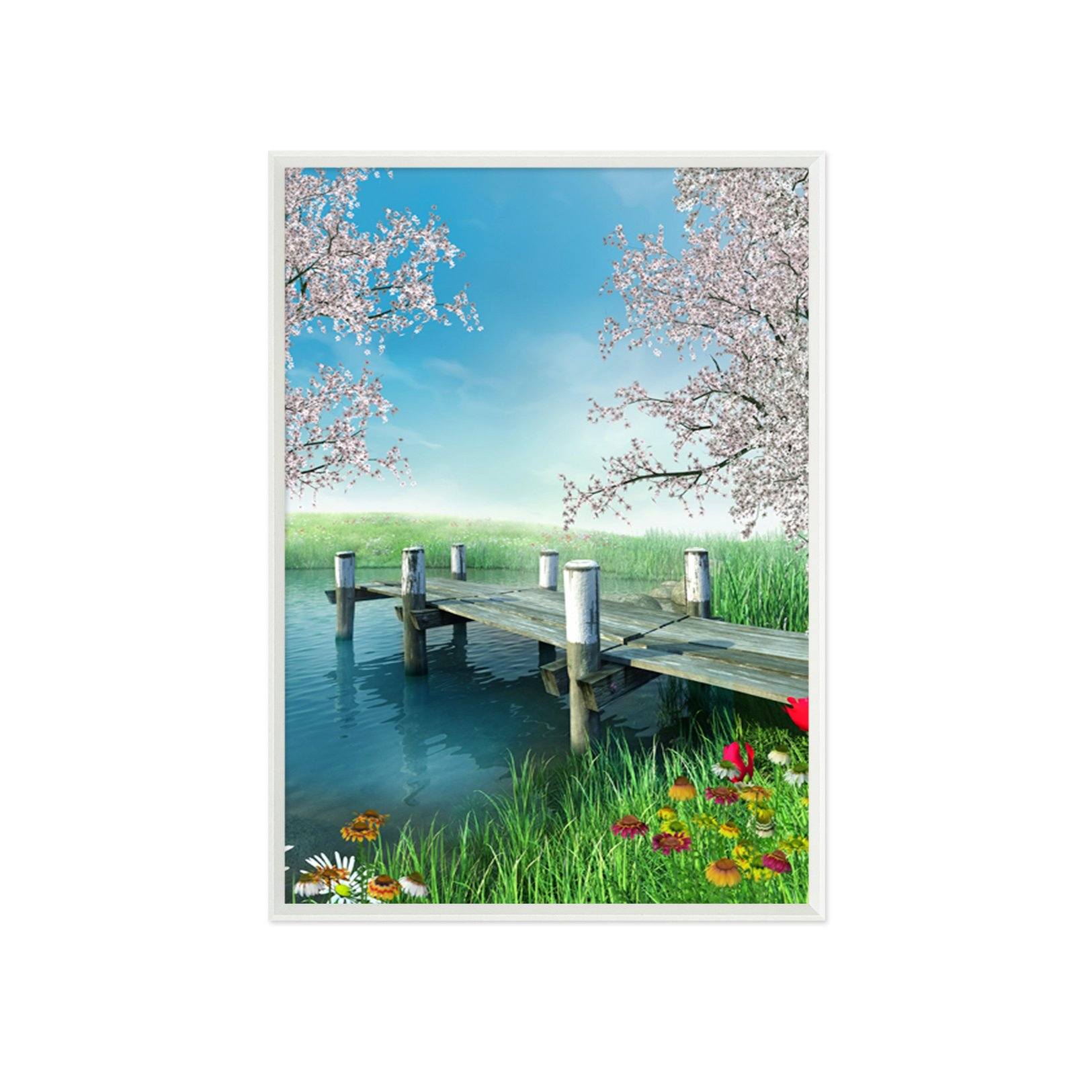 3D Riverside Flowers 149 Fake Framed Print Painting Wallpaper AJ Creativity Home 