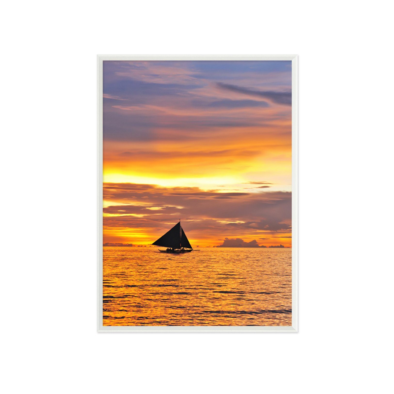 3D Evening Boat 026 Fake Framed Print Painting Wallpaper AJ Creativity Home 