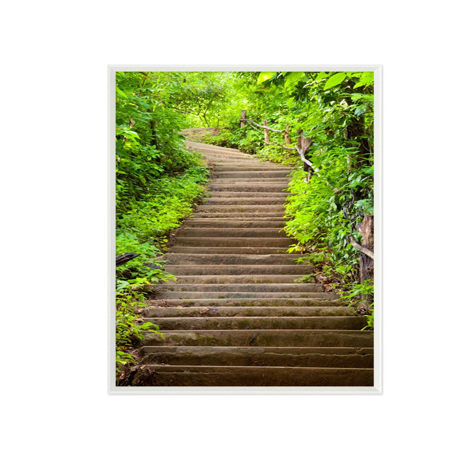 3D Green Stairs 050 Fake Framed Print Painting Wallpaper AJ Creativity Home 