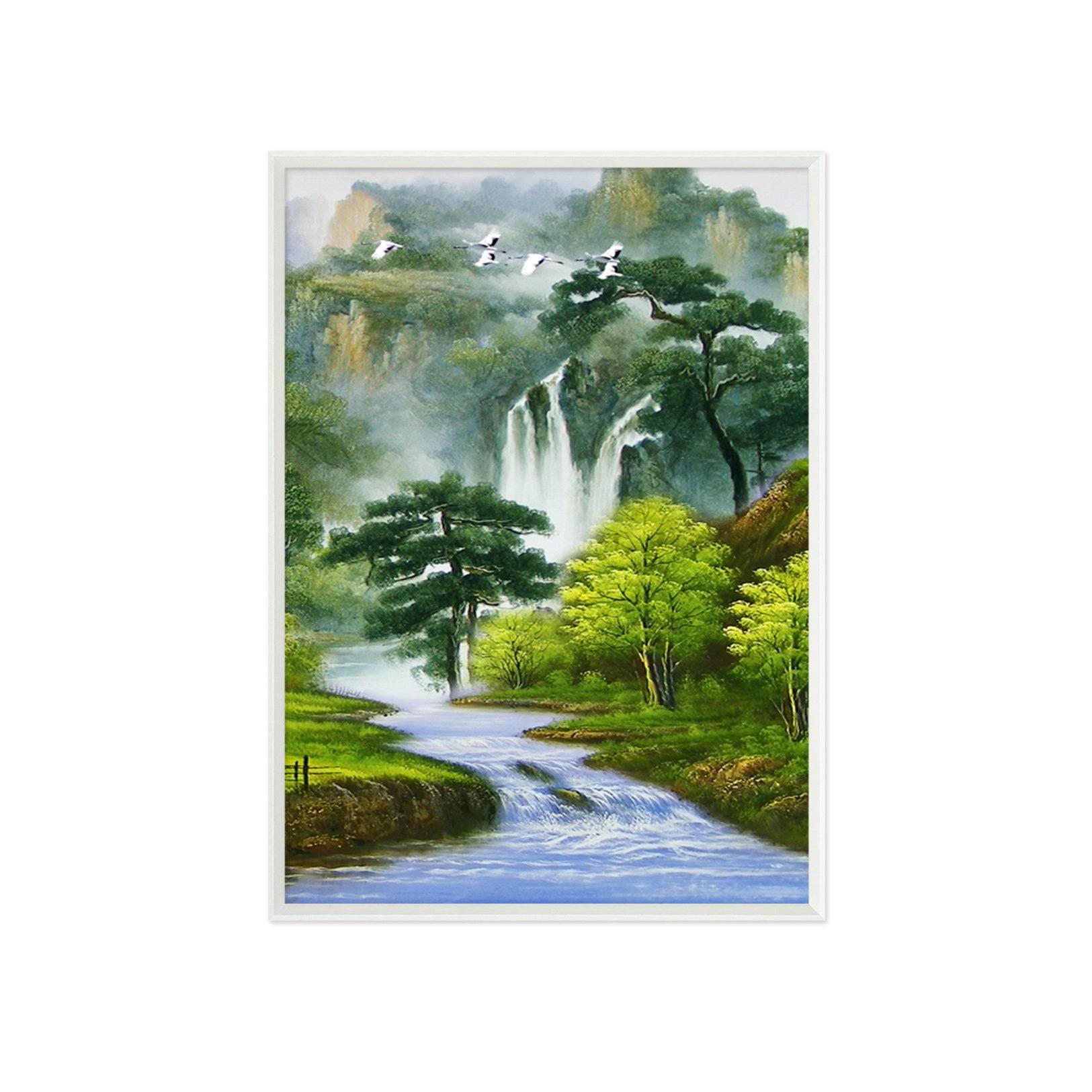 3D Natural Crowned Crane 078 Fake Framed Print Painting Wallpaper AJ Creativity Home 