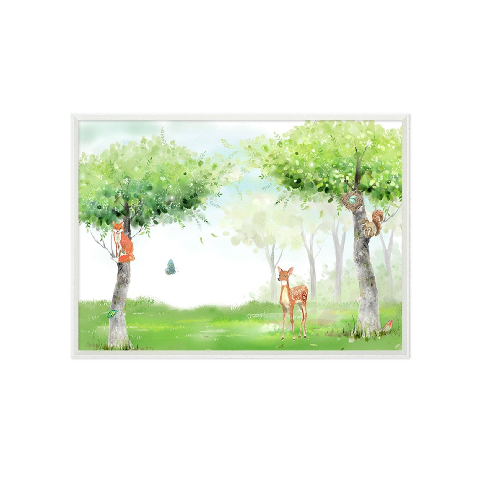 3D Fawn Butterfly 005 Fake Framed Print Painting Wallpaper AJ Creativity Home 
