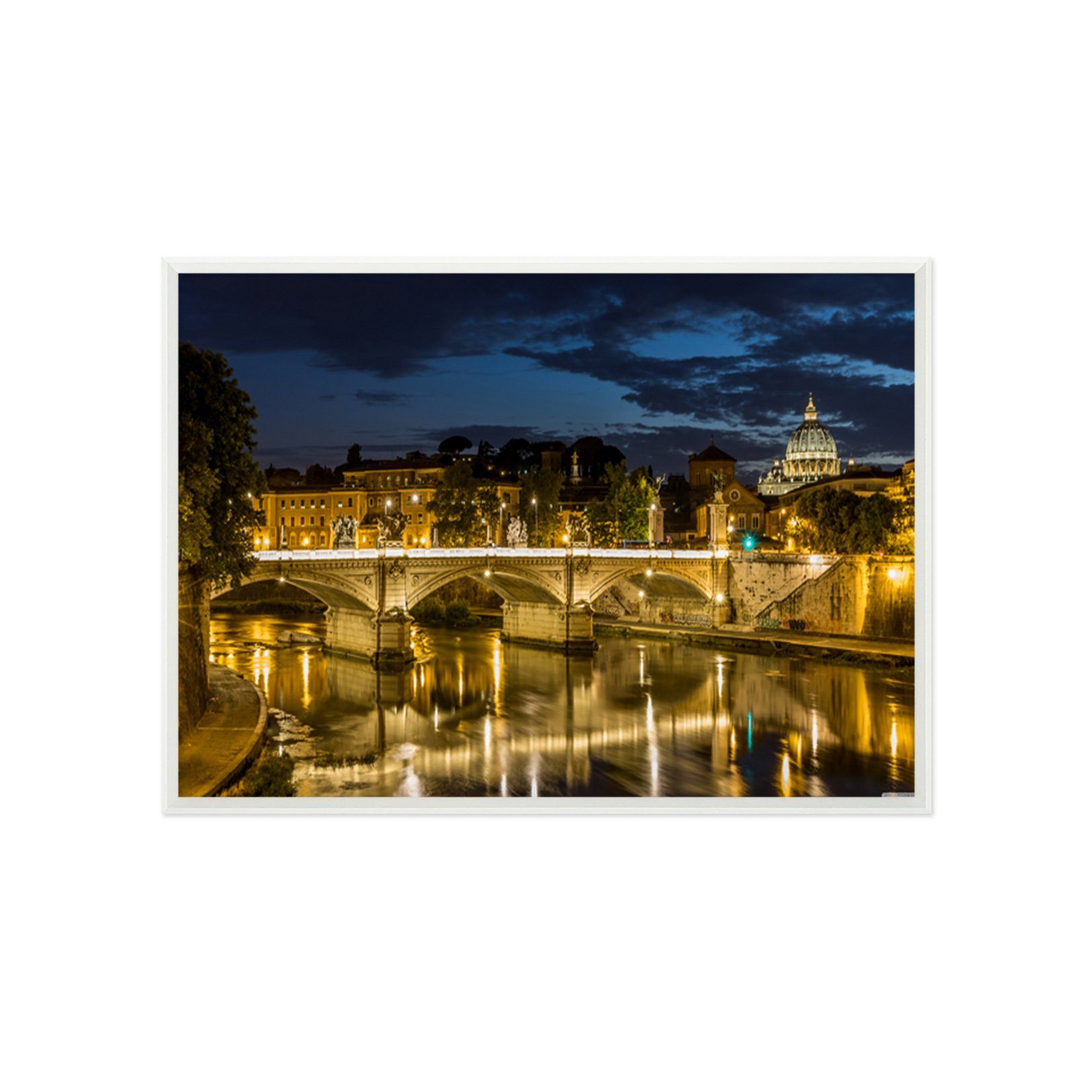 3D Night Bridge 042 Fake Framed Print Painting Wallpaper AJ Creativity Home 