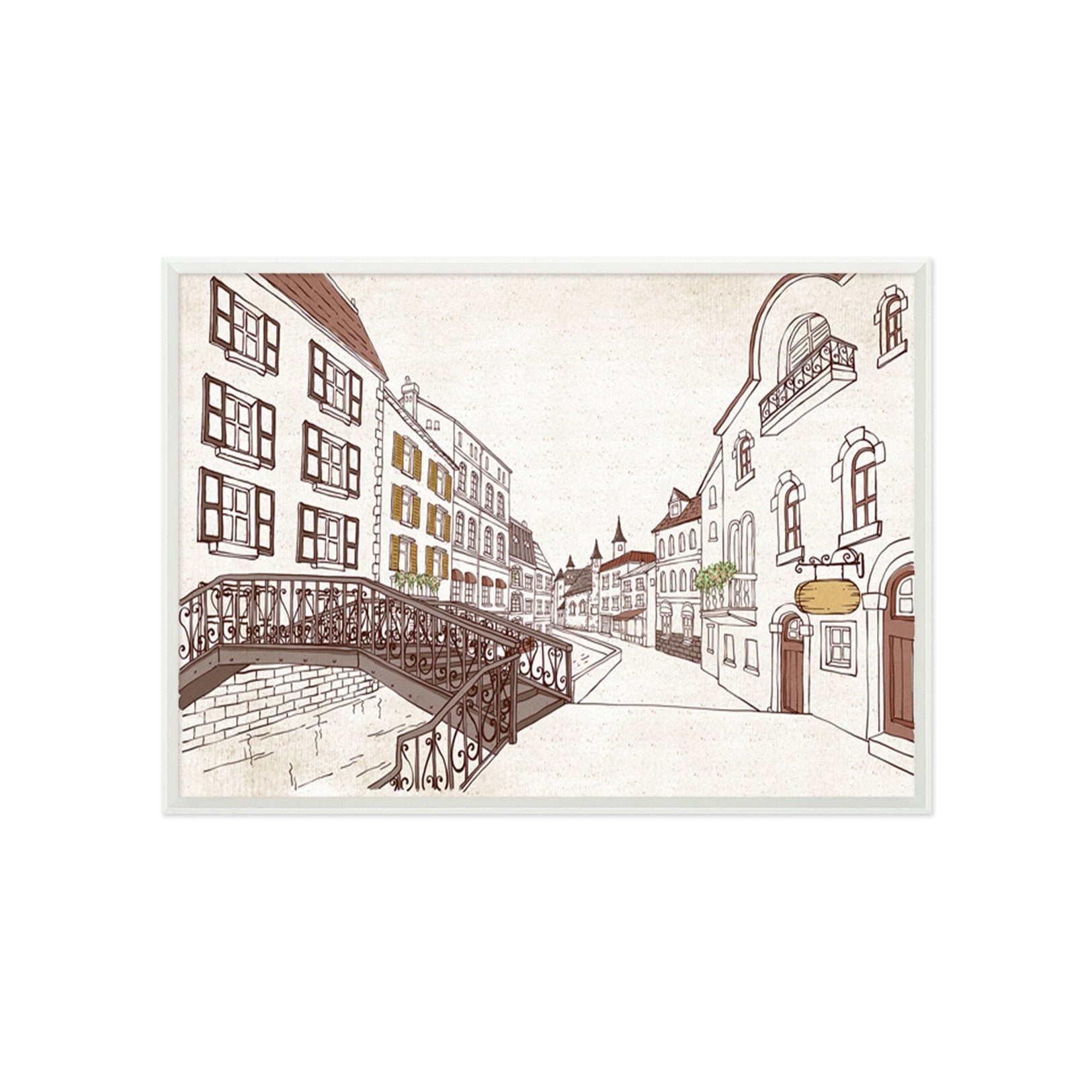 3D Small Bridge 003 Fake Framed Print Painting Wallpaper AJ Creativity Home 
