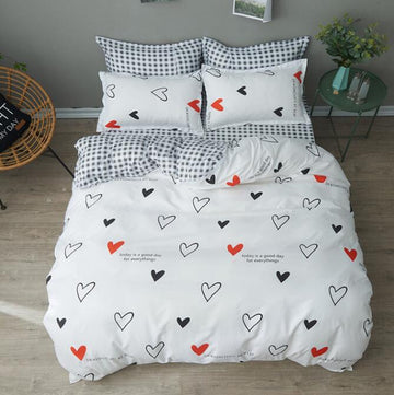 3D Red And Black Love Pattern 12062 Bed Pillowcases Quilt