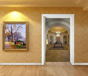 3D living room door mural Wallpaper AJ Wallpaper 