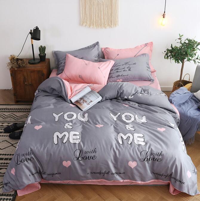 3D Grey You Me 12035 Bed Pillowcases Quilt
