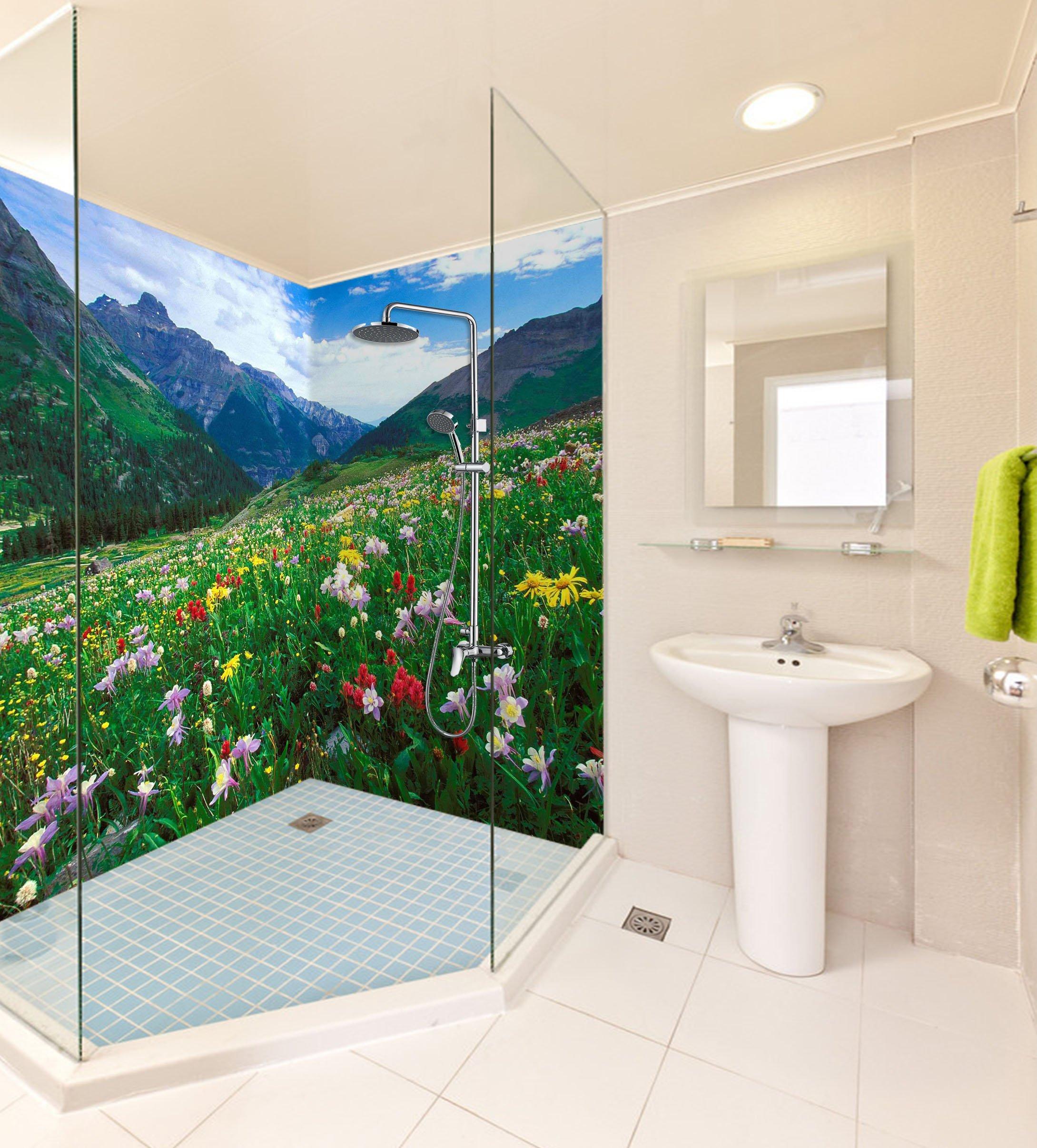 3D Mountain Slope Flowers 35 Bathroom Wallpaper Wallpaper AJ Wallpaper 