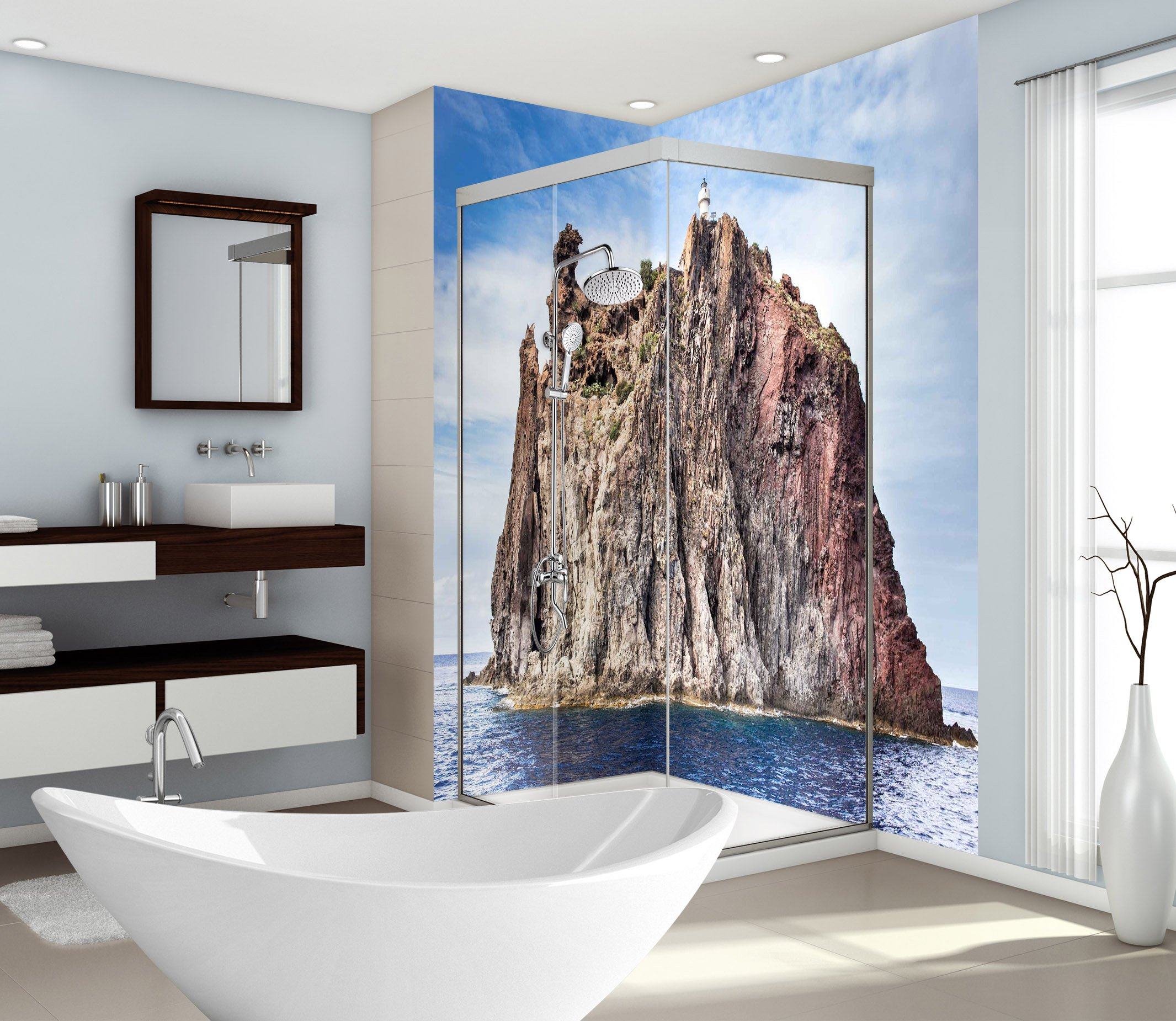 3D Sea Island Mountain 69 Bathroom Wallpaper Wallpaper AJ Wallpaper 