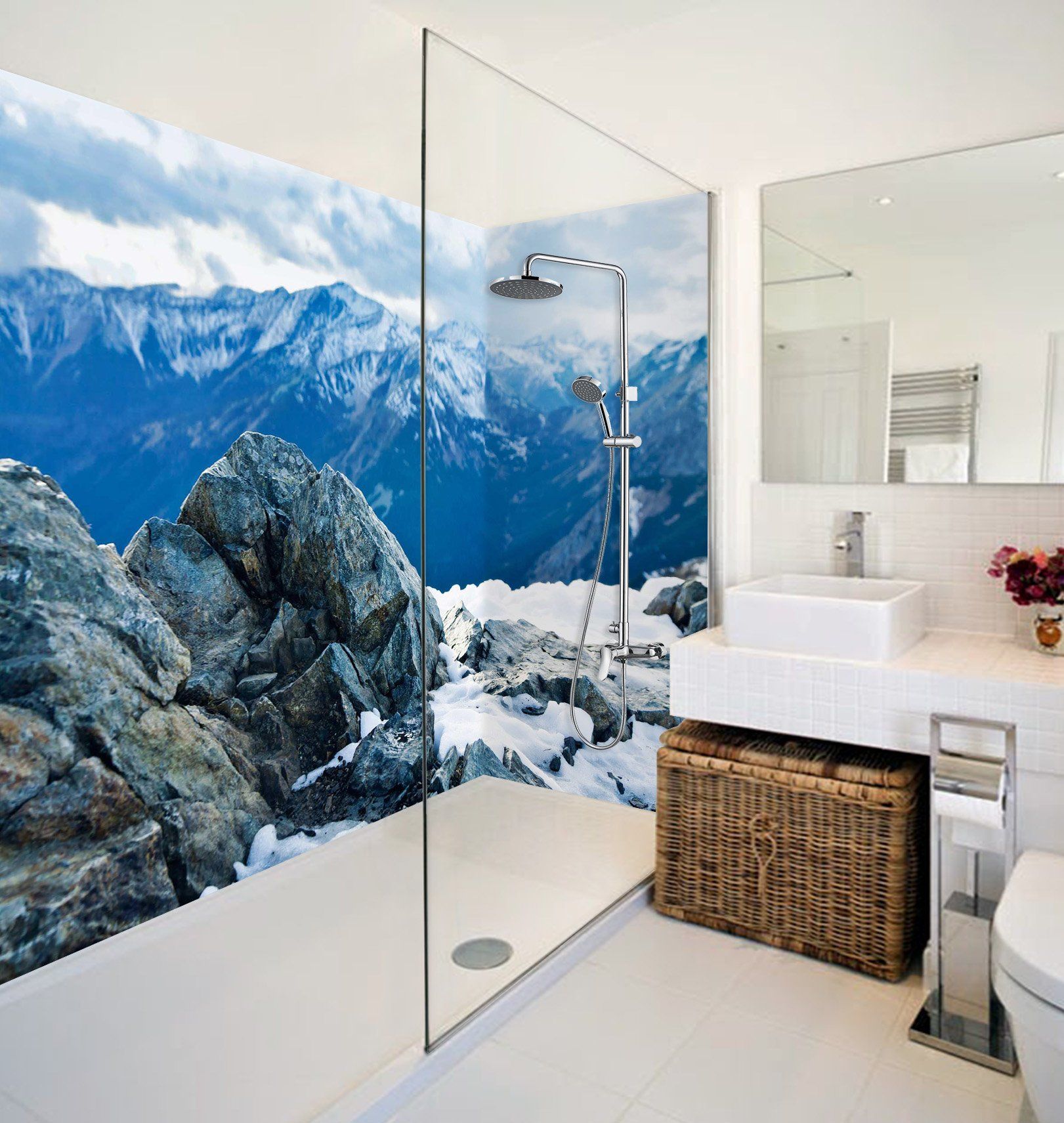3D Snow Mountain Stones 75 Bathroom Wallpaper Wallpaper AJ Wallpaper 