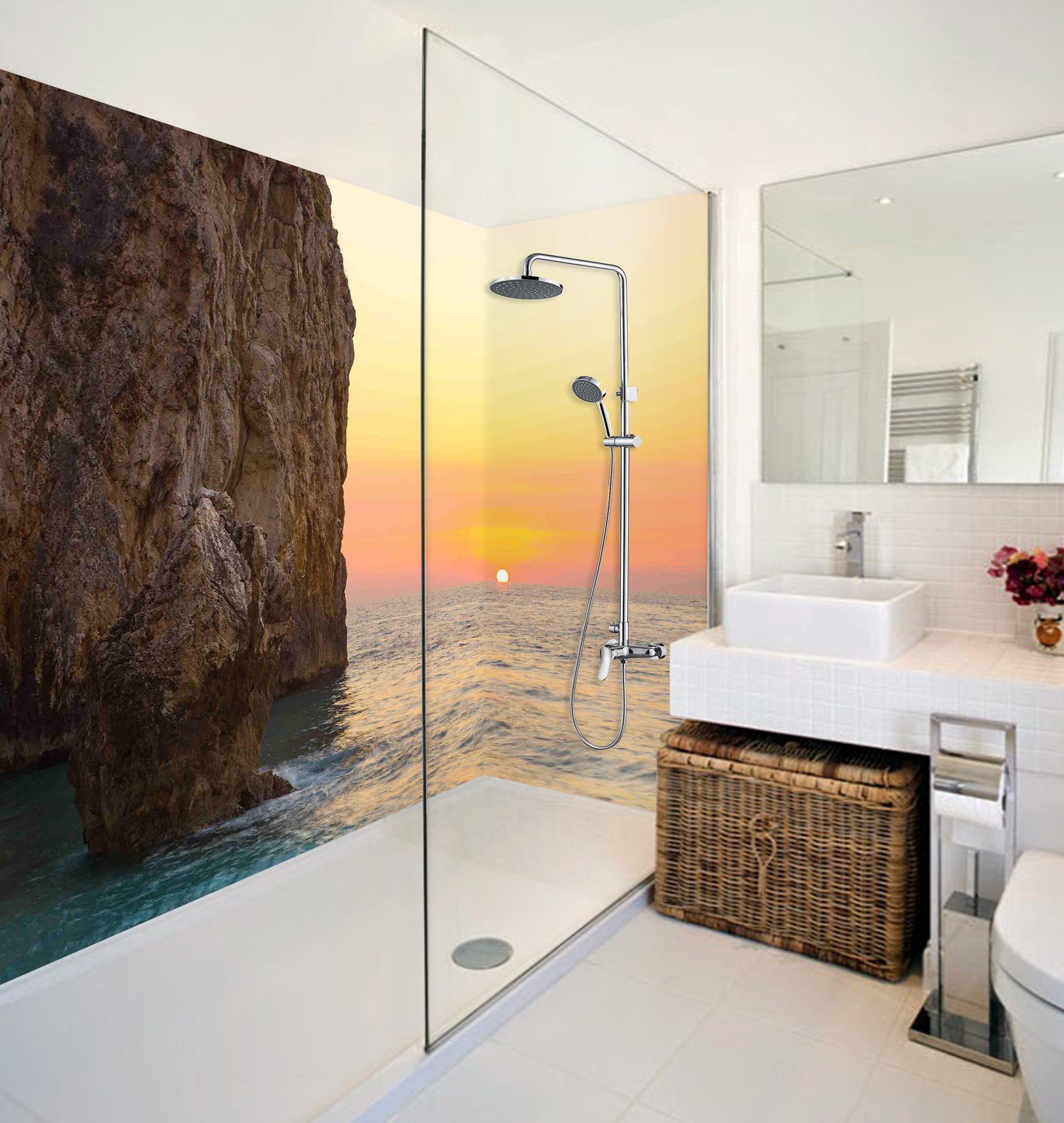3D Sea Coast Sunset 14 Bathroom Wallpaper Wallpaper AJ Wallpaper 
