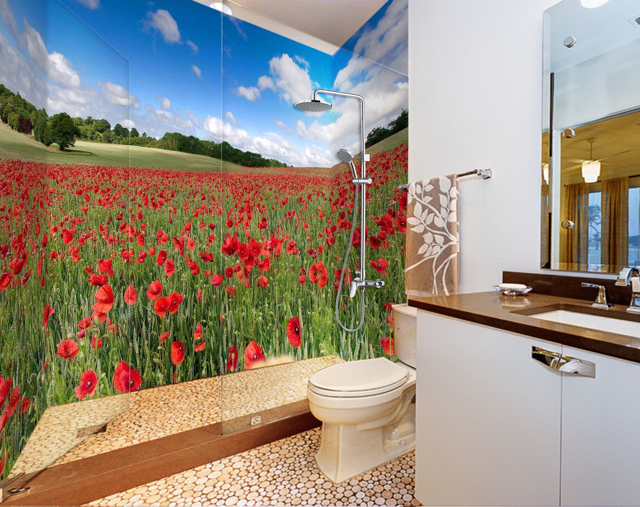 3D Vast Flowers Field 11 Bathroom Wallpaper Wallpaper AJ Wallpaper 
