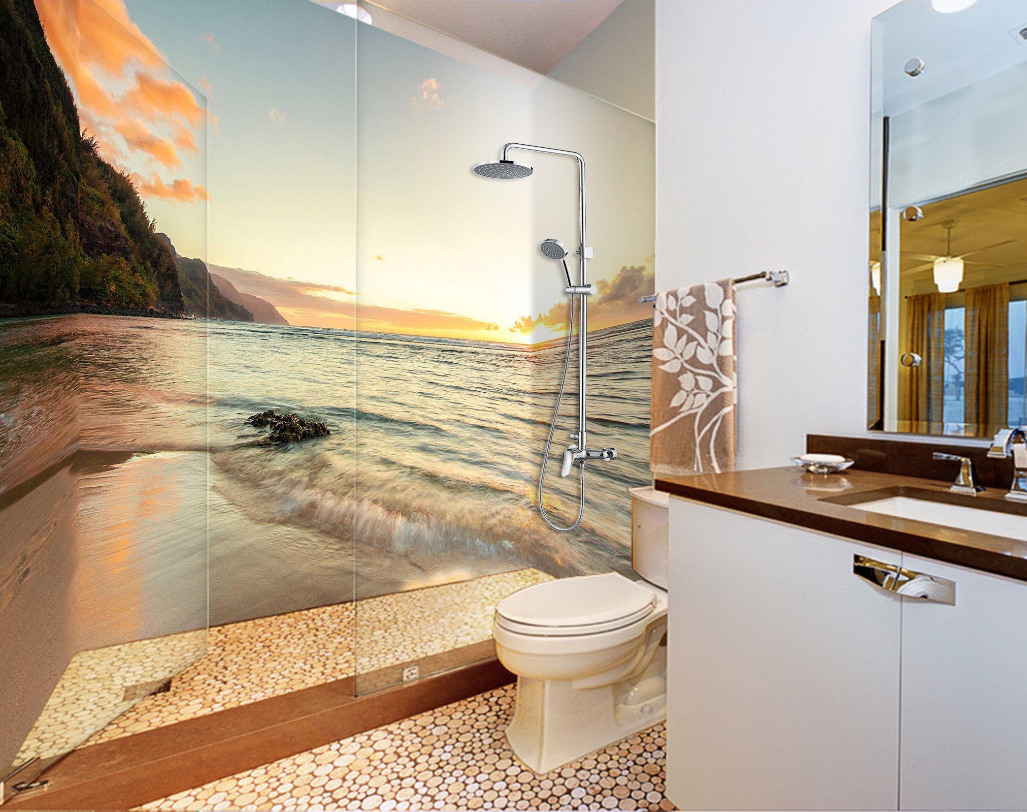 3D Sea Sunset 22 Bathroom Wallpaper Wallpaper AJ Wallpaper 