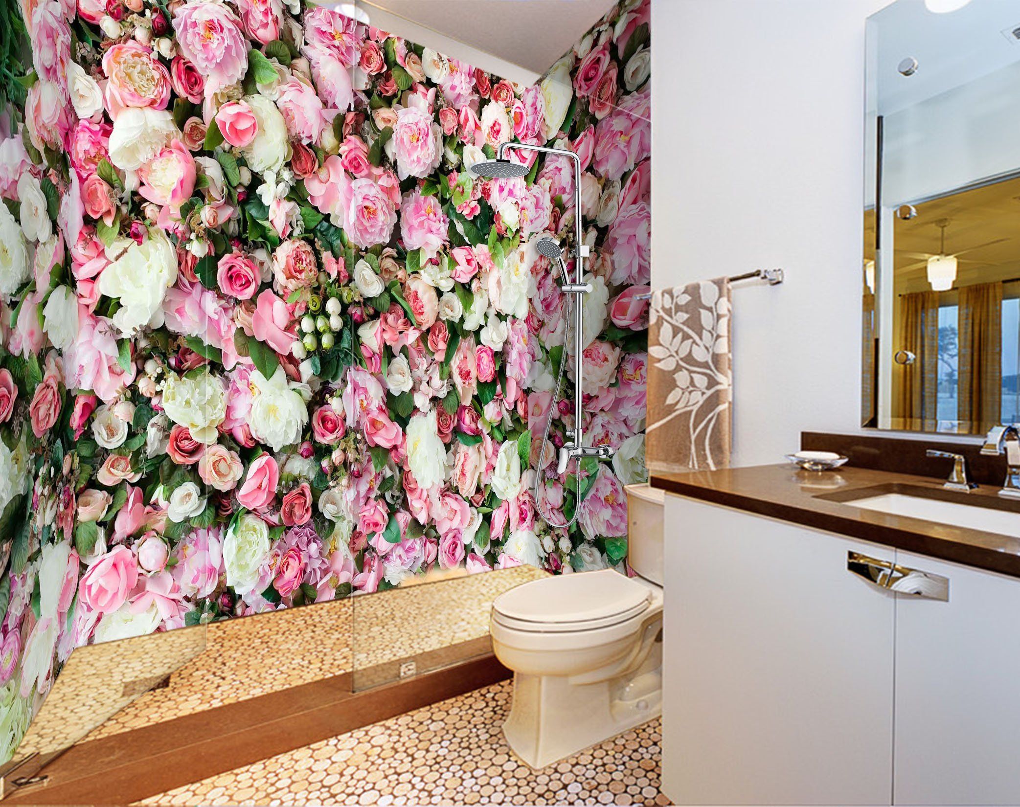 3D Beautiful Flowers 53 Bathroom Wallpaper Wallpaper AJ Wallpaper 