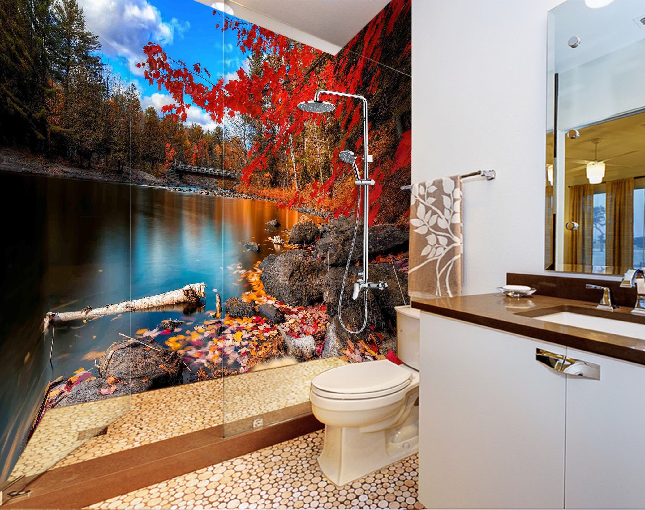 3D Peaceful Lake 13 Bathroom Wallpaper Wallpaper AJ Wallpaper 