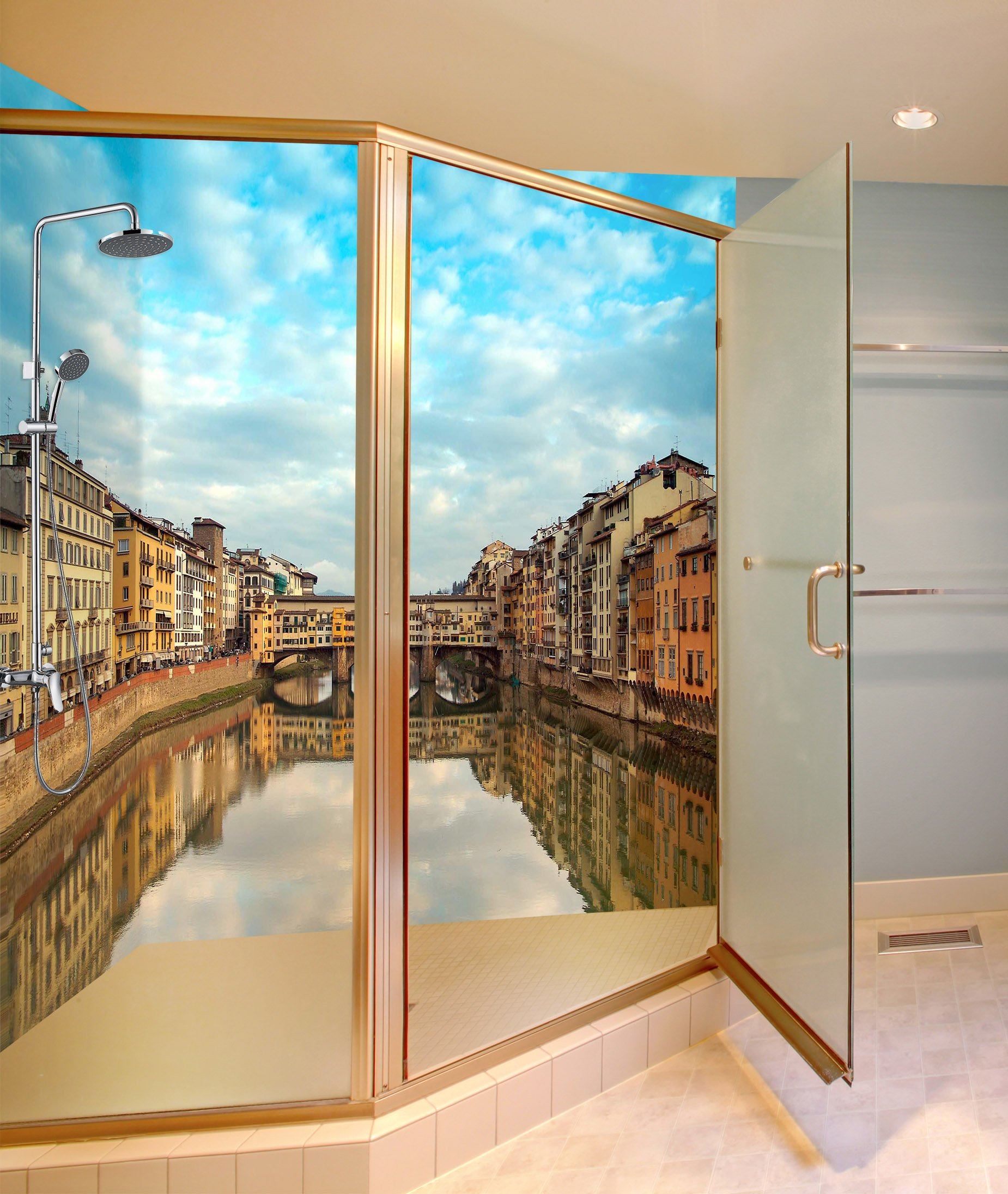 3D City Peaceful River 15 Bathroom Wallpaper Wallpaper AJ Wallpaper 