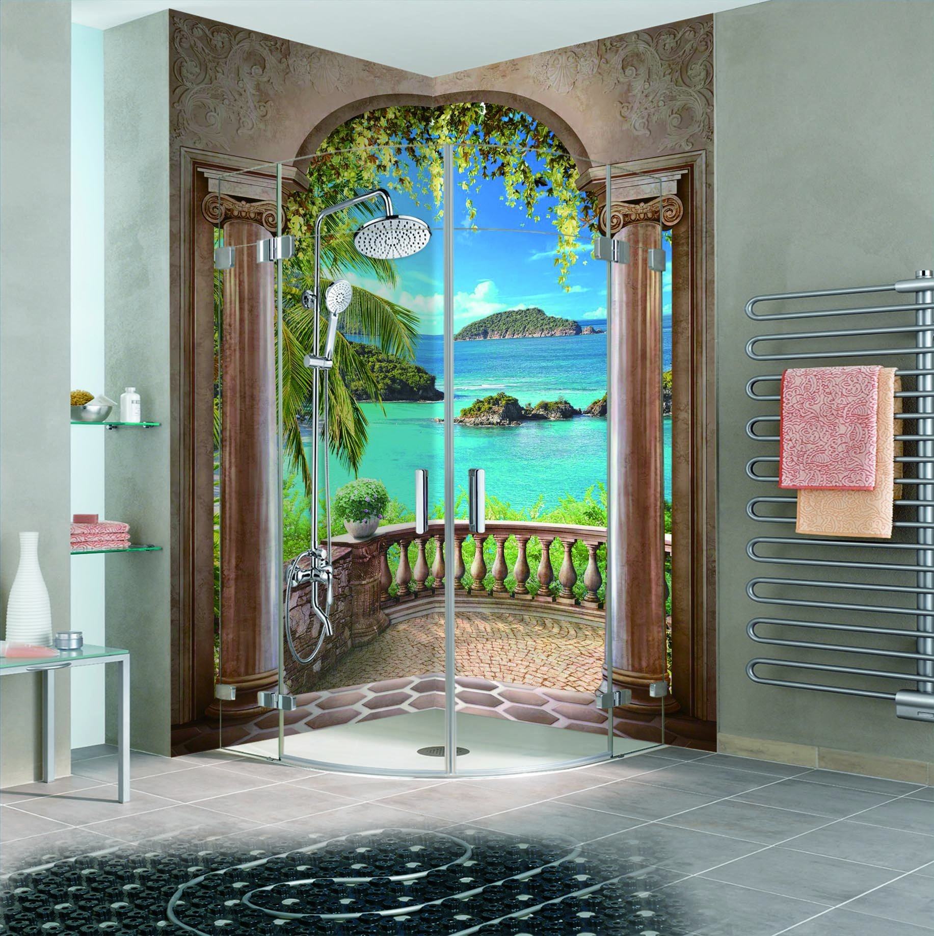 3D Corridor Sea Scenery 58 Bathroom Wallpaper Wallpaper AJ Wallpaper 