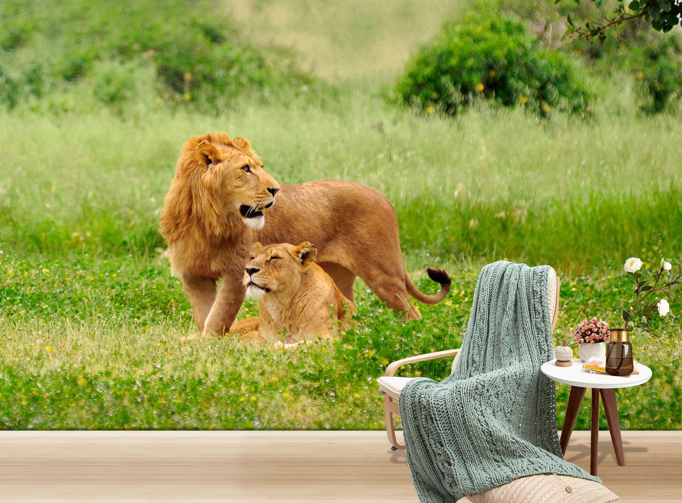 3D Lion Park 349 Wall Murals Wallpaper AJ Wallpaper 2 