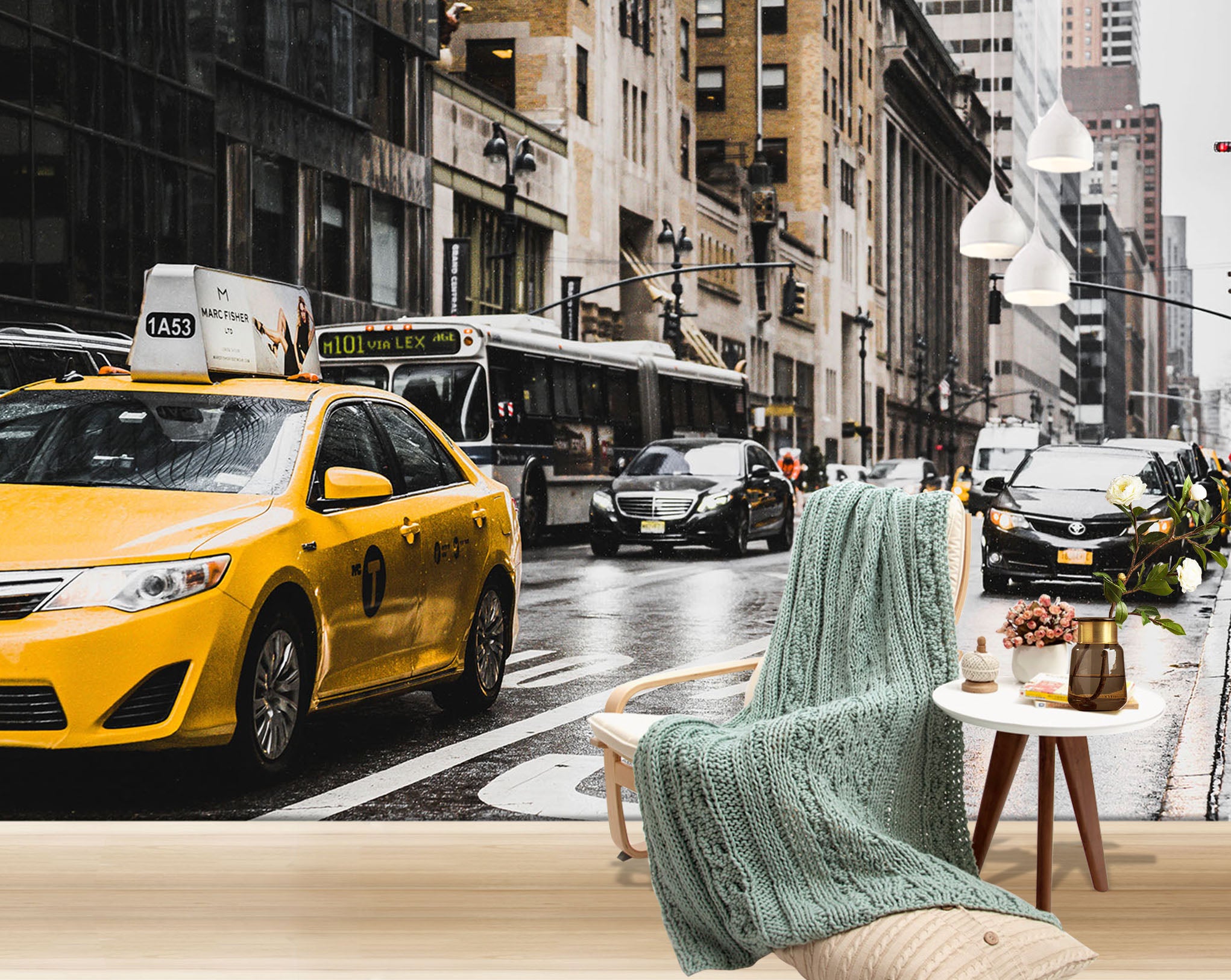 3D Taxi Junction 398 Vehicle Wall Murals