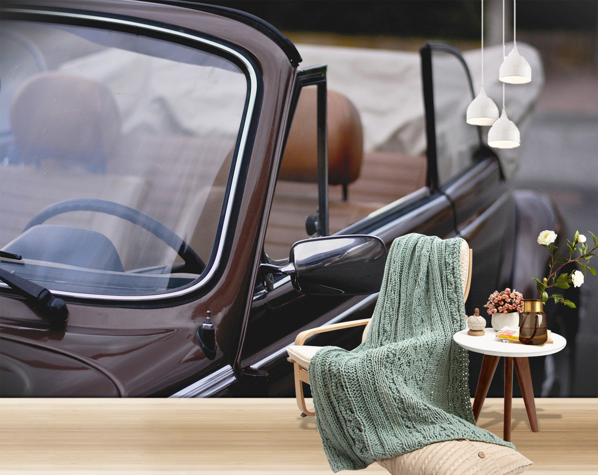 3D Convertible Beetle 202 Vehicle Wall Murals