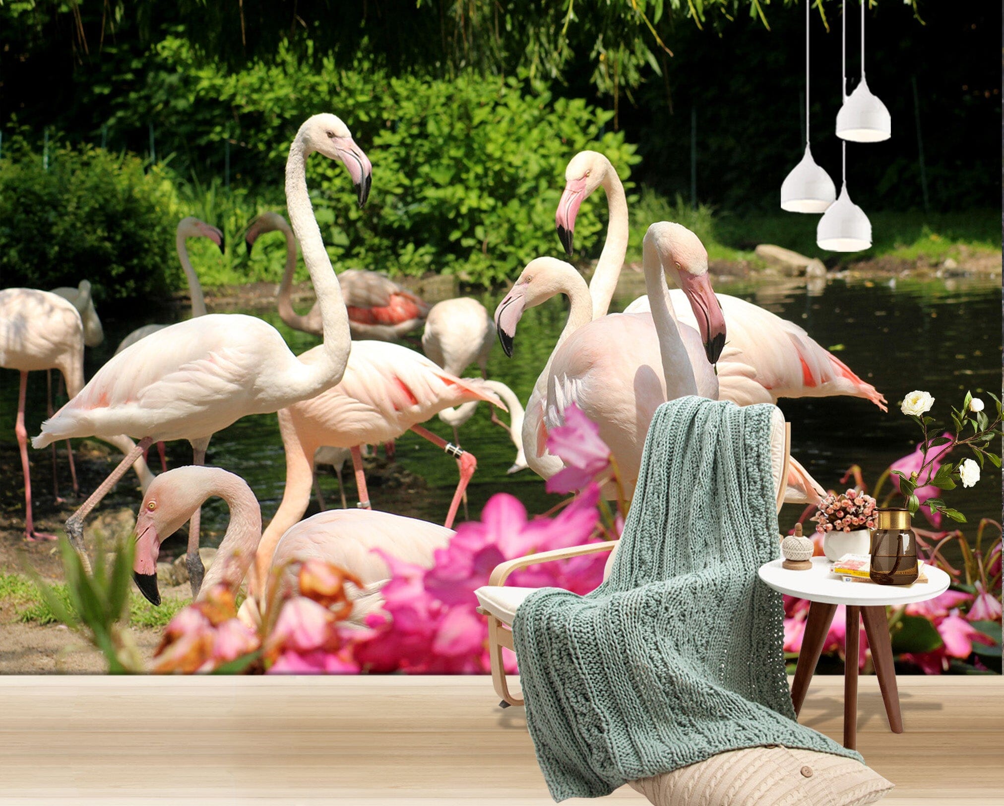 3D Flamingo Flower 152 Wall Murals Wallpaper AJ Wallpaper 2 