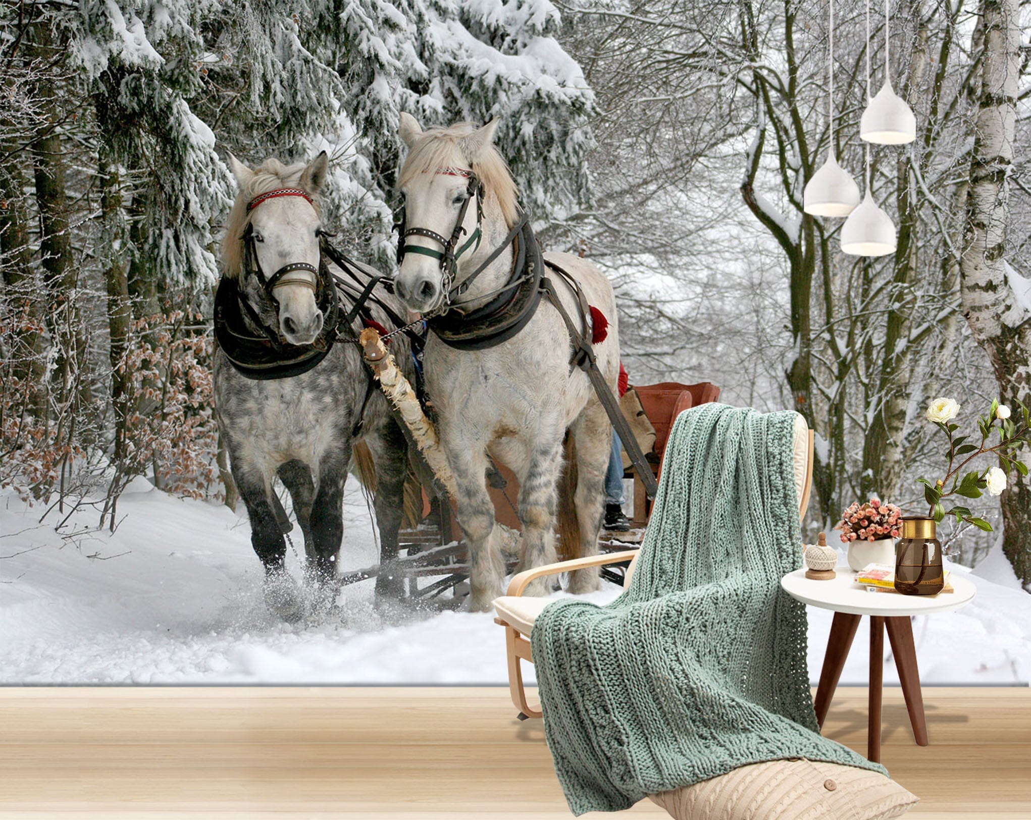 3D Horse Sleigh 263 Wall Murals Wallpaper AJ Wallpaper 2 